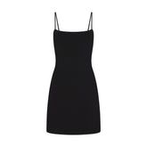REFINED KNIT MINI DRESS | OBSIDIAN FLAT ON A WHITE BACKGROUND | FLT