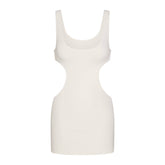 COTTON JERSEY CUT OUT MINI DRESS | MARBLE LAYS FLAT ON A WHITE BACKGROUND | FLT