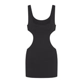 COTTON JERSEY CUT OUT MINI DRESS | SOOT LAYS FLAT ON A WHITE BACKGROUND | FLT
