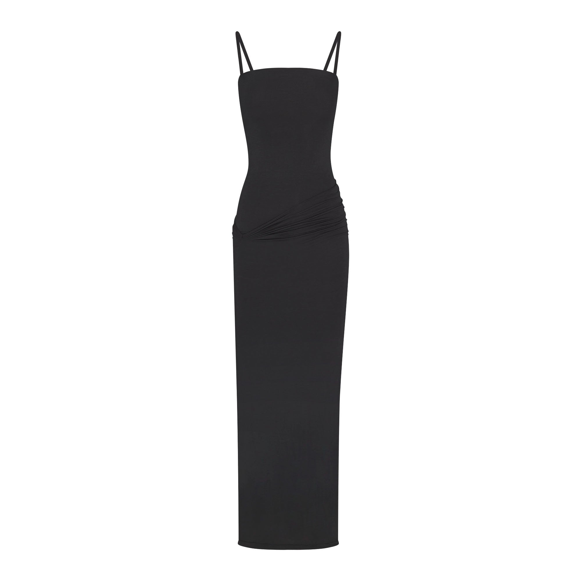 SHEER MODAL LONG DRESS | ONYX FLAT ON A WHITE BACKGROUND | FLT
