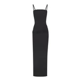 SHEER MODAL LONG DRESS | ONYX FLAT ON A WHITE BACKGROUND | FLT