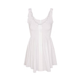 COTTON POPLIN MINI SMOCKED DRESS | SNOW FLAT ON A WHITE BACKGROUND | FLT