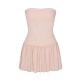 COTTON POPLIN MINI TUBE DRESS | DUSTY PINK FLAT ON A WHITE BACKGROUND | FLT