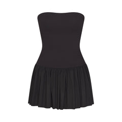 COTTON POPLIN MINI TUBE DRESS | ONYX FLAT ON A WHITE BACKGROUND | FLT
