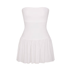 COTTON POPLIN MINI TUBE DRESS | SNOW FLAT ON A WHITE BACKGROUND | FLT