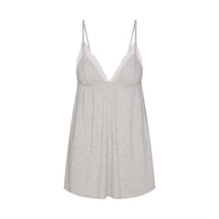 SKIMS SLEEP BABYDOLL DRESS | LIGHT HEATHER GREY FLAT ON A WHITE BACKGROUND | FLT