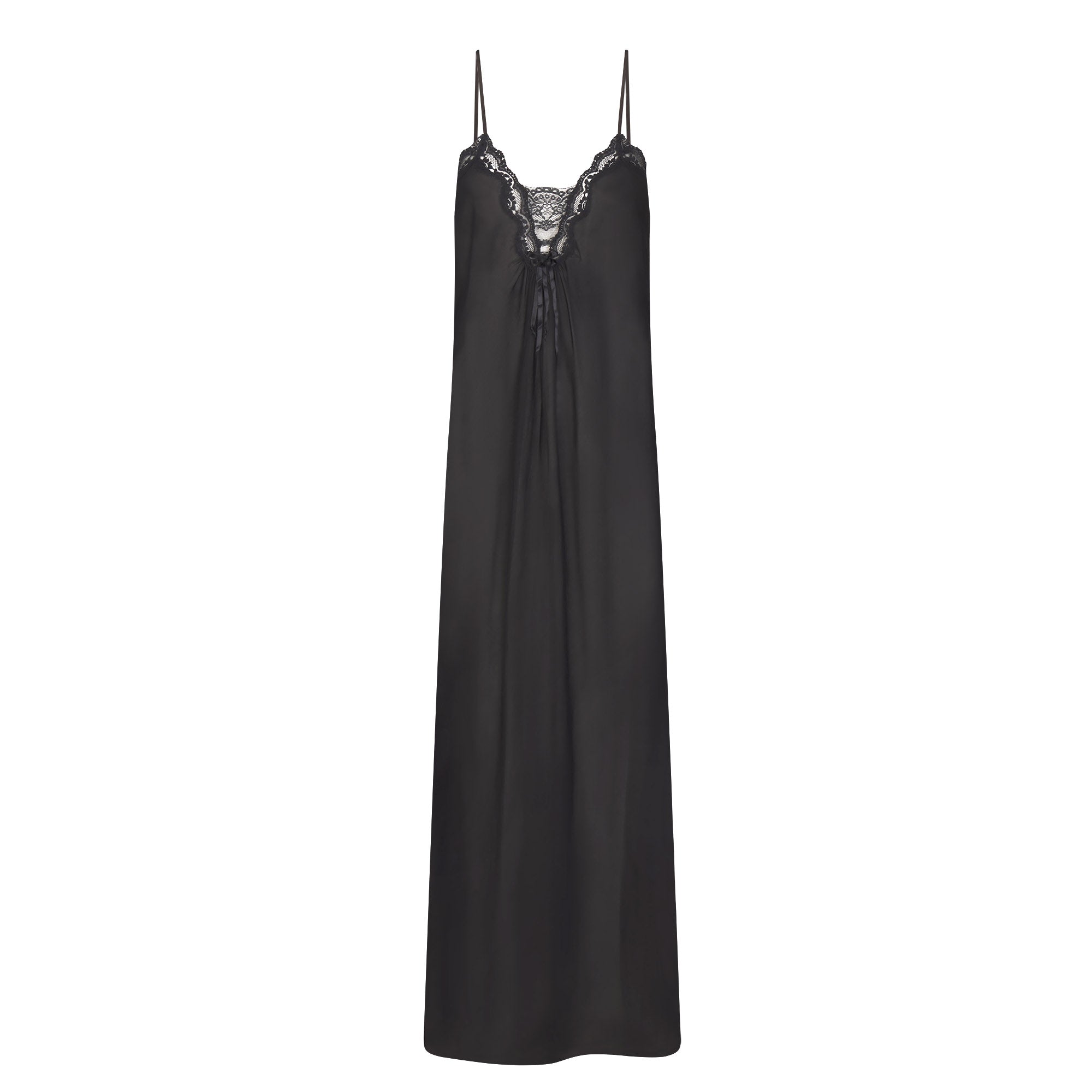 VOILE SLEEP LONG DRESS | ONYX FLAT ON A WHITE BACKGROUND | FLT