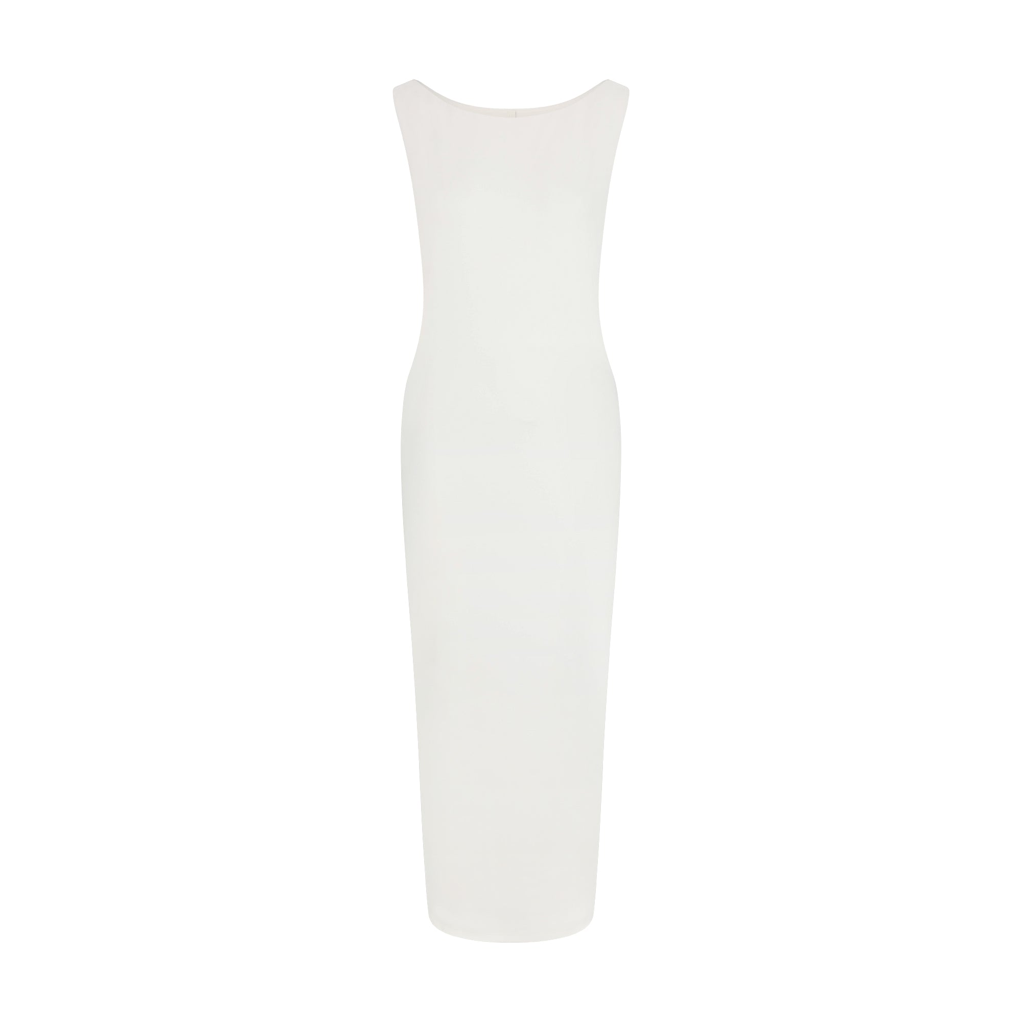 SMOOTH LAYERS CUT OUT LONG DRESS | EGRET LAYS FLAT ON A WHITE BACKGROUND | FLT
