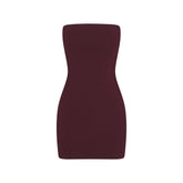 COTTON JERSEY MINI TUBE DRESS | CURRANT FLAT ON A WHITE BACKGROUND | FLT