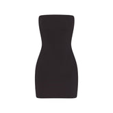 COTTON JERSEY MINI TUBE DRESS | SOOT FLAT ON A WHITE BACKGROUND | FLT