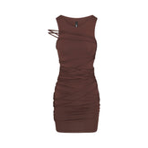 SMOOTH LAYERS TANK DRESS | COCOA FLAT ON A WHITE BACKGROUND | FLT