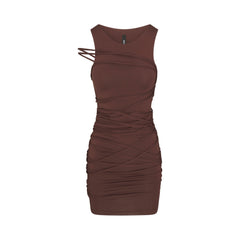 SMOOTH LAYERS TANK DRESS | COCOA FLAT ON A WHITE BACKGROUND | FLT