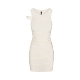 SMOOTH LAYERS TANK DRESS | ECRU FLAT ON A WHITE BACKGROUND | FLT