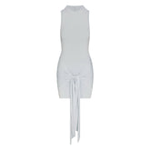 CUPRO JERSEY WRAP MINI DRESS | PEARL FLAT ON A WHITE BACKGROUND | FLT