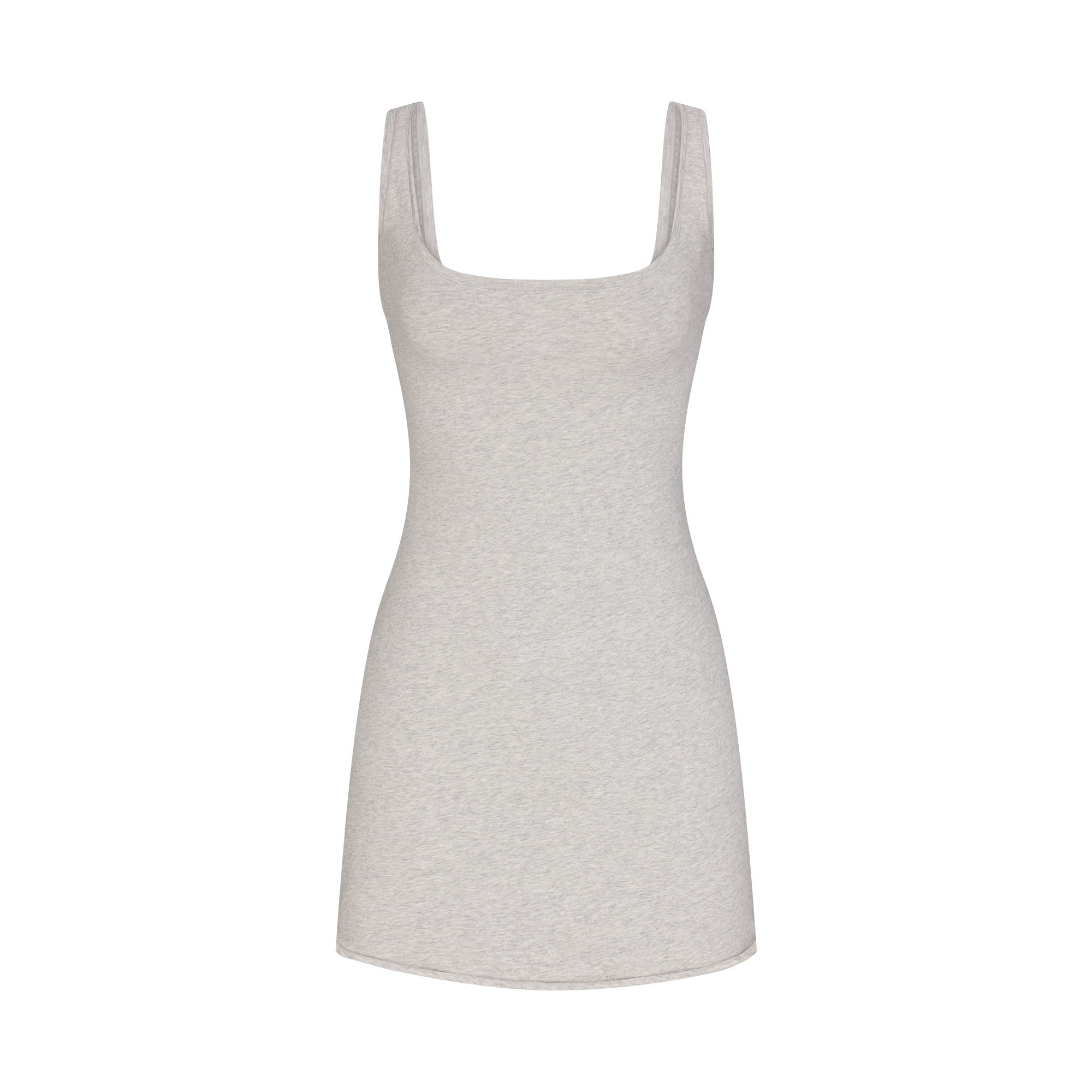 COTTON JERSEY MINI DRESS | LIGHT HEATHER GREY FLAT ON A WHITE BACKGROUND | FLT