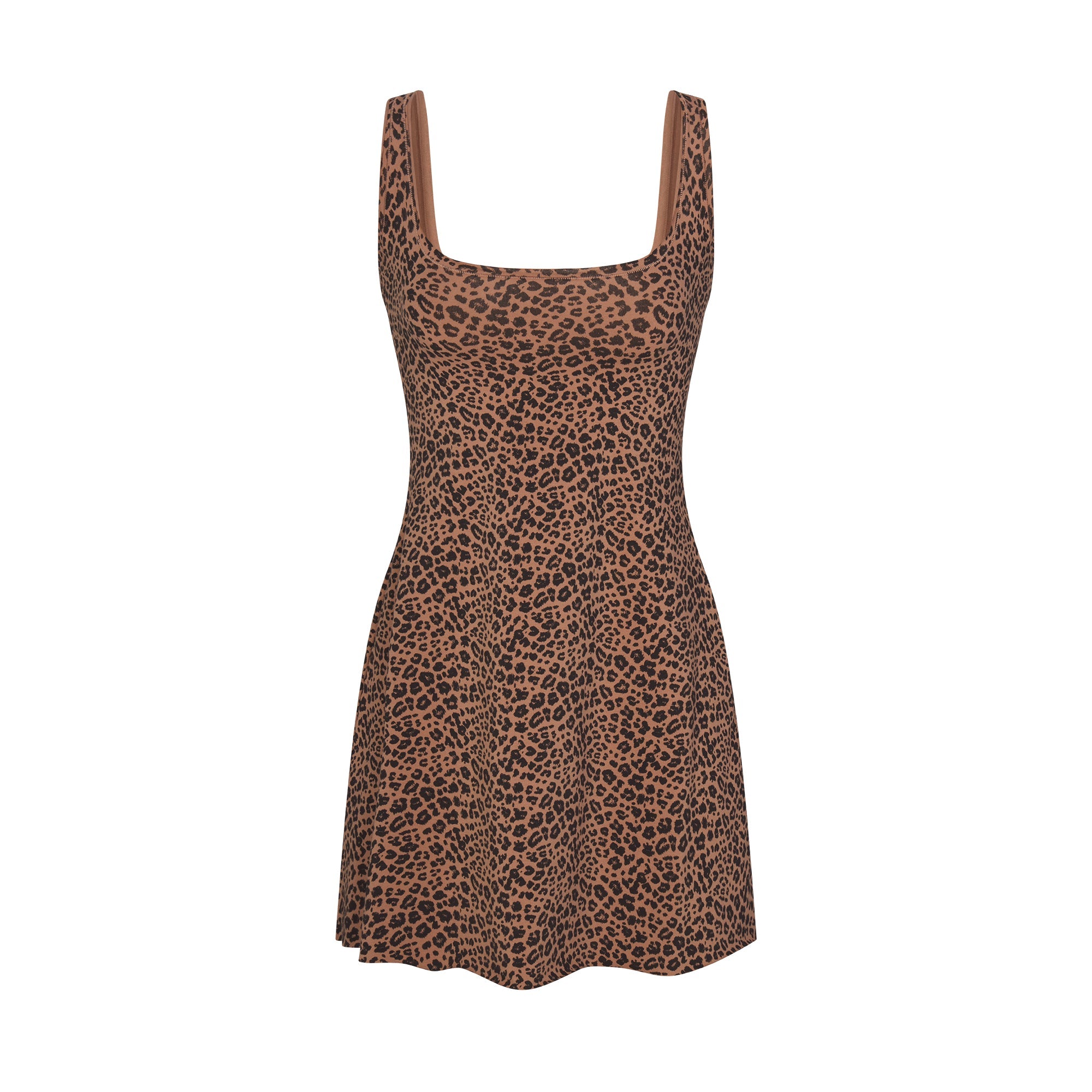 COTTON JERSEY MINI DRESS | SIENNA NATURAL LEOPARD FLAT ON A WHITE BACKGROUND | FLT