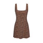 COTTON JERSEY MINI DRESS | SIENNA NATURAL LEOPARD FLAT ON A WHITE BACKGROUND | FLT