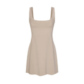 COTTON JERSEY MINI DRESS | STONE FLAT ON A WHITE BACKGROUND | FLT