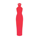 SMOOTH LAYERS CONVERTIBLE LONG DRESS | CARMINE FLAT ON A WHITE BACKGROUND | FLT