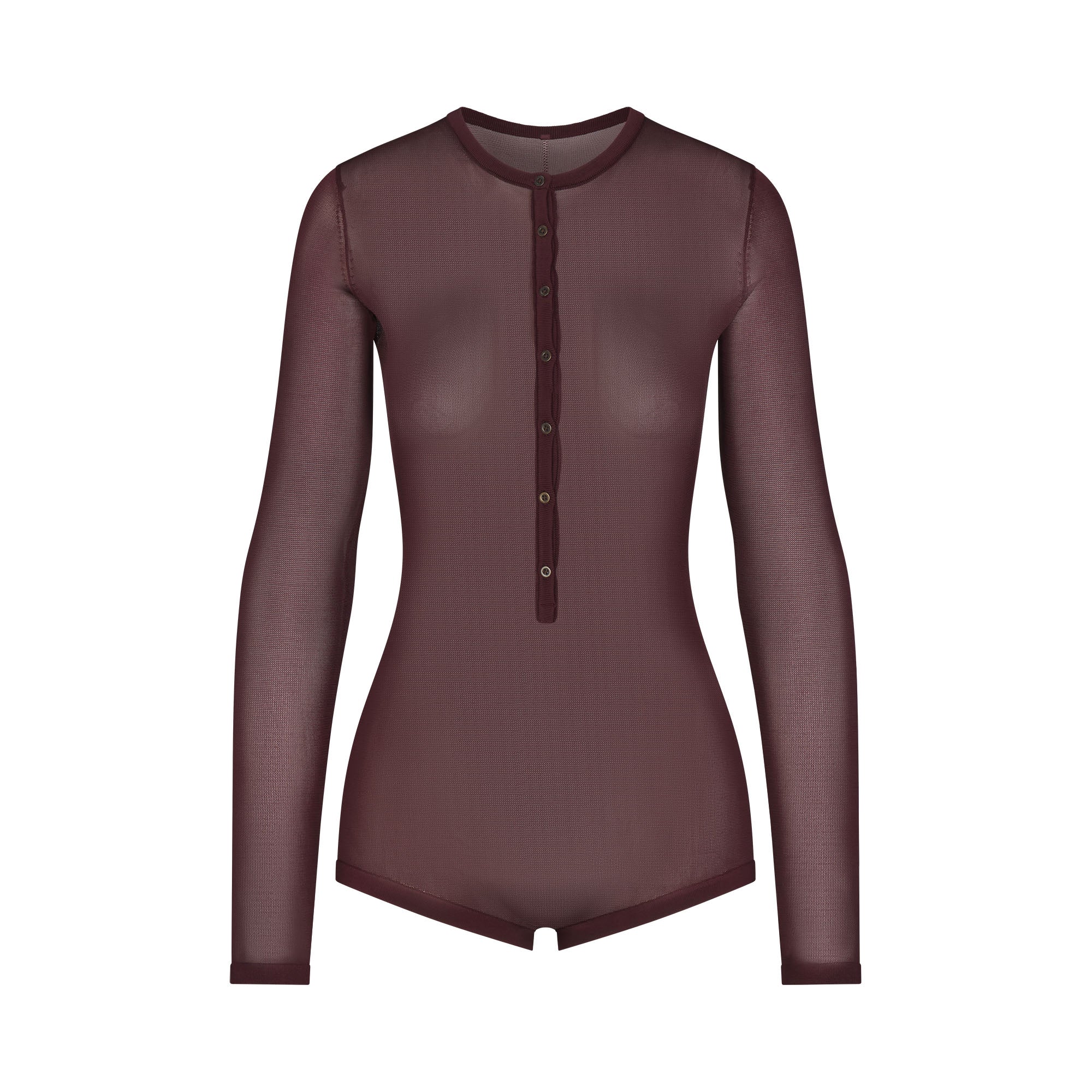 SLINKY KNIT BUTTON UP HENLEY ONESIE | CURRANT FLAT ON A WHITE BACKGROUND | FLT