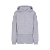 COTTON FLEECE ZIP UP ONESIE | HEATHER GREY FLAT ON A WHITE BACKGROUND | FLT