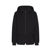 COTTON FLEECE ZIP UP ONESIE | ONYX FLAT ON A WHITE BACKGROUND | FLT