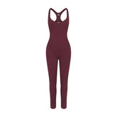 NikeSKIMS MATTE RACER LONG ONESIE | CURRANT FLAT ON A WHITE BACKGROUND | FLT