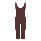 SMOOTH LAYERS CAPRI CATSUIT | COCOA FLAT ON A WHITE BACKGROUND | FLT