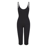 SMOOTH LAYERS CAPRI CATSUIT | OBSIDIAN FLAT ON A WHITE BACKGROUND | FLT
