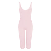 SMOOTH LAYERS CAPRI CATSUIT | PEONY & LAYS FLAT ON A WHITE BACKGROUND | FLT