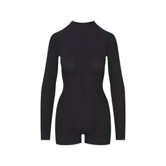 NikeSKIMS AIRY CREWNECK LONG SLEEVE ONE PIECE | OBSIDIAN FLAT ON A WHITE BACKGROUND | FLT