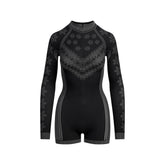 SKIMS FIRST LAYERS HALF ZIP ONESIE | OBSIDIAN WINTER FAIR ISLE FLAT ON A WHITE BACKGROUND | FLT