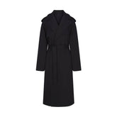 BOYFRIEND FLEECE TRENCH COAT | ONYX FLAT ON A WHITE BACKGROUND | FLT