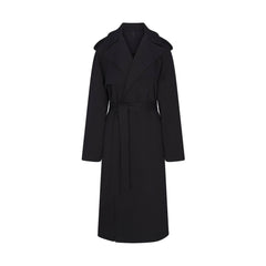 BOYFRIEND FLEECE TRENCH COAT | ONYX FLAT ON A WHITE BACKGROUND | FLT