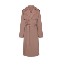 BOYFRIEND FLEECE TRENCH COAT | UMBER FLAT ON A WHITE BACKGROUND | FLT