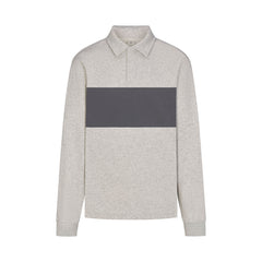 FLEECE LOUNGE MENS RUGBY POLO | LIGHT HEATHER GREY FLAT ON A WHITE BACKGROUND | FLT