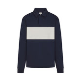 FLEECE LOUNGE MENS RUGBY POLO | NAVY FLAT ON A WHITE BACKGROUND | FLT