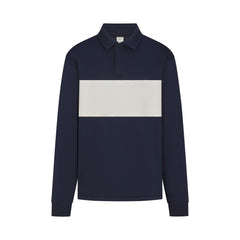 FLEECE LOUNGE MENS RUGBY POLO | NAVY FLAT ON A WHITE BACKGROUND | FLT