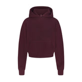 COTTON FLEECE CROPPED HOODIE | CURRANT FLAT ON A WHITE BACKGROUND | FLT