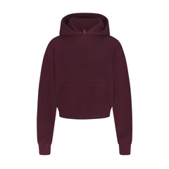 COTTON FLEECE CROPPED HOODIE | CURRANT FLAT ON A WHITE BACKGROUND | FLT