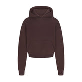 COTTON FLEECE CROPPED HOODIE | ESPRESSO FLAT ON A WHITE BACKGROUND | FLT
