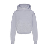 COTTON FLEECE CROPPED HOODIE | HEATHER GREY FLAT ON A WHITE BACKGROUND | FLT