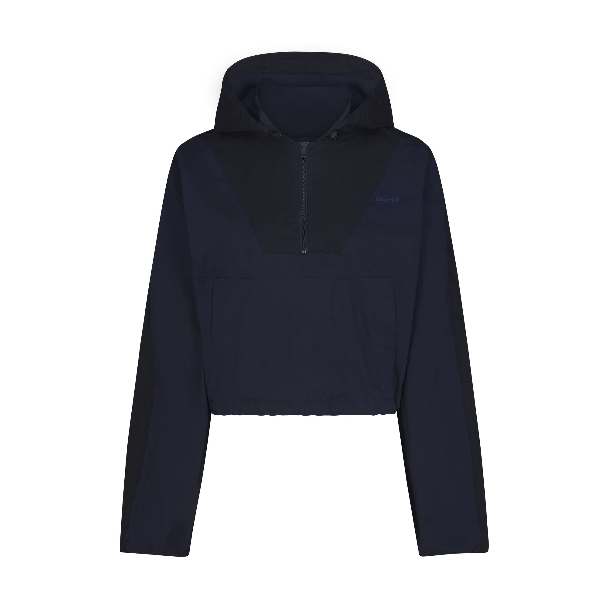 WOVEN COTTON HALF ZIP PULLOVER | NAVY FLAT ON A WHITE BACKGROUND | FLT