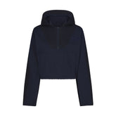 WOVEN COTTON HALF ZIP PULLOVER | NAVY FLAT ON A WHITE BACKGROUND | FLT