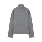 NEOPRENE OUTERWEAR OVERSIZED MOCK NECK JACKET | DARK HEATHER GREY FLAT ON A WHITE BACKGROUND | FLT