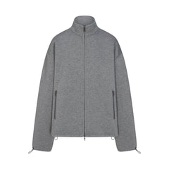 NEOPRENE OUTERWEAR OVERSIZED MOCK NECK JACKET | DARK HEATHER GREY FLAT ON A WHITE BACKGROUND | FLT