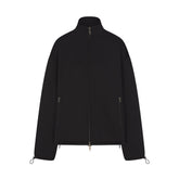 NEOPRENE OUTERWEAR OVERSIZED MOCK NECK JACKET | OBSIDIAN LAYS FLAT ON A WHITE BACKGROUND | FLT