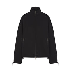 NEOPRENE OUTERWEAR OVERSIZED MOCK NECK JACKET | OBSIDIAN LAYS FLAT ON A WHITE BACKGROUND | FLT