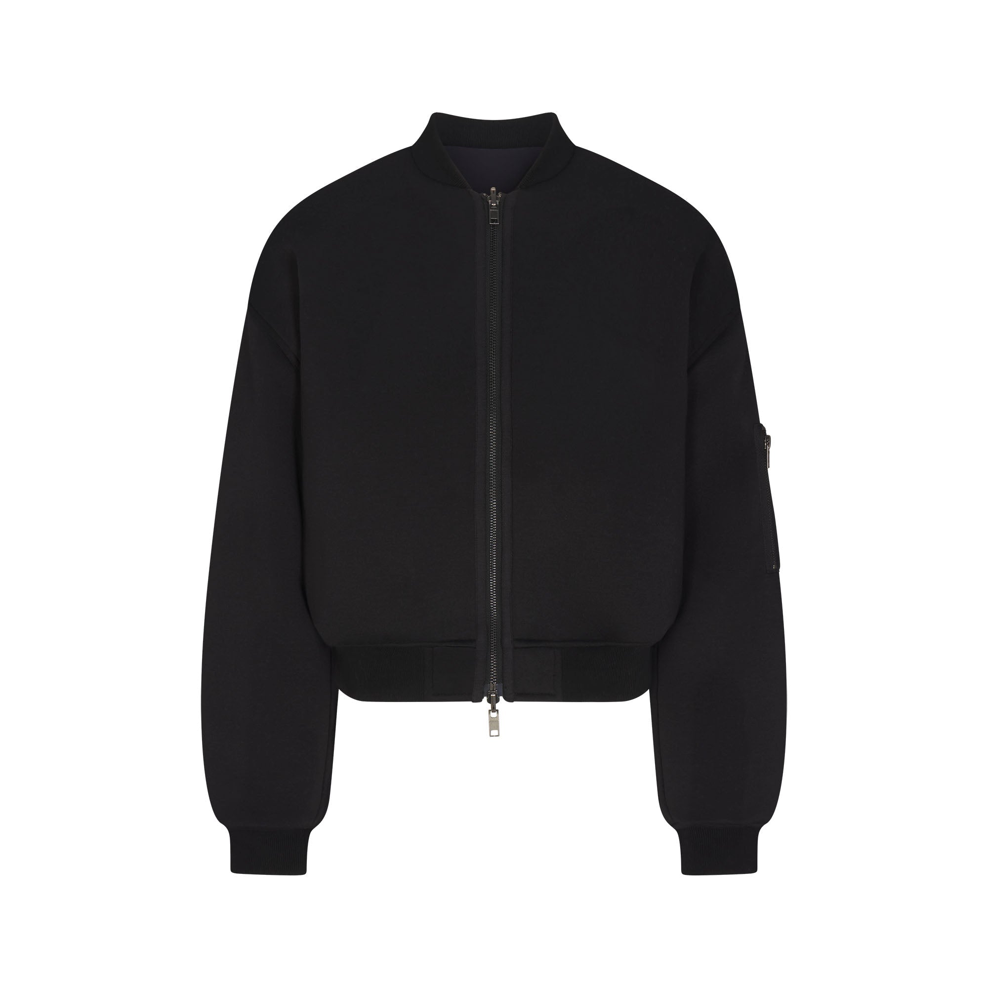 NEOPRENE OUTERWEAR REVERSIBLE BOMBER JACKET | OBSIDIAN FLAT ON A WHITE BACKGROUND | FLT