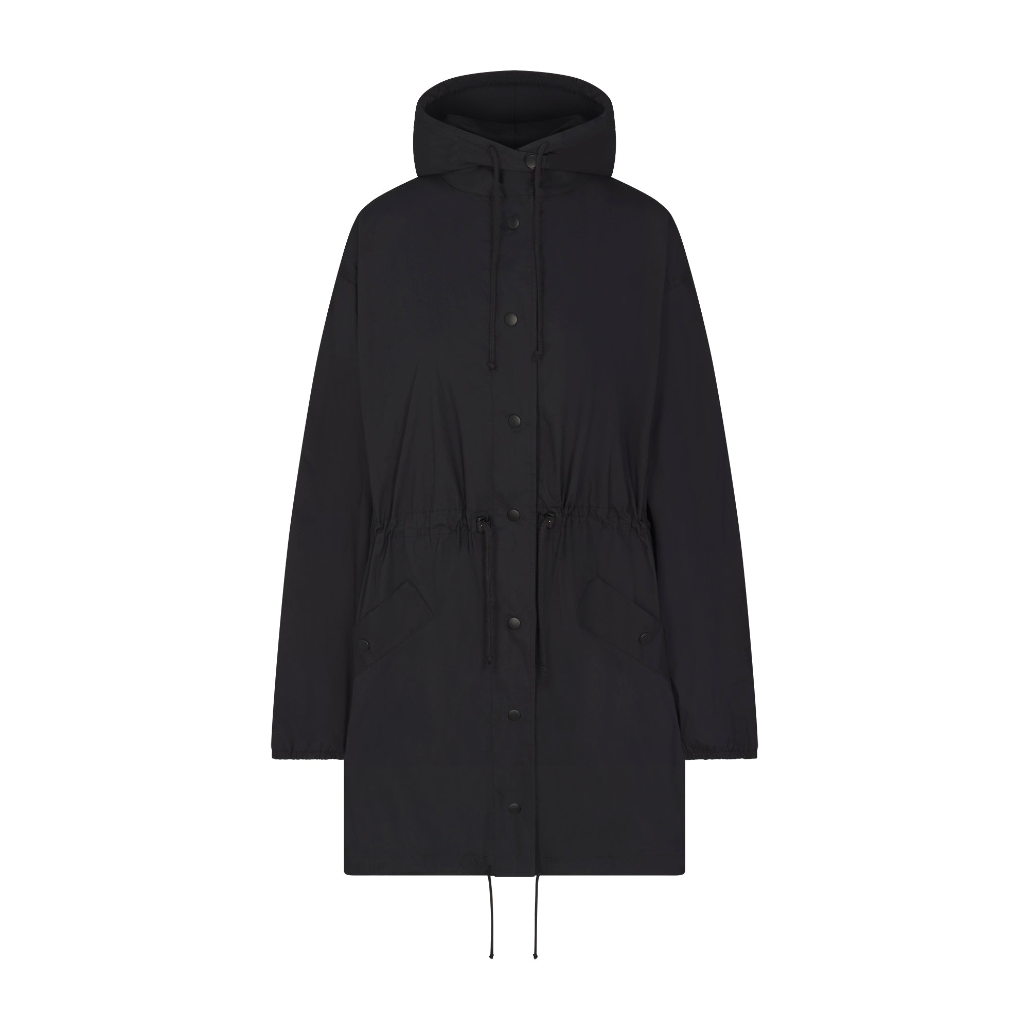 WOVEN COTTON OVERSIZED ANORAK | ONYX FLAT ON A WHITE BACKGROUND | FLT